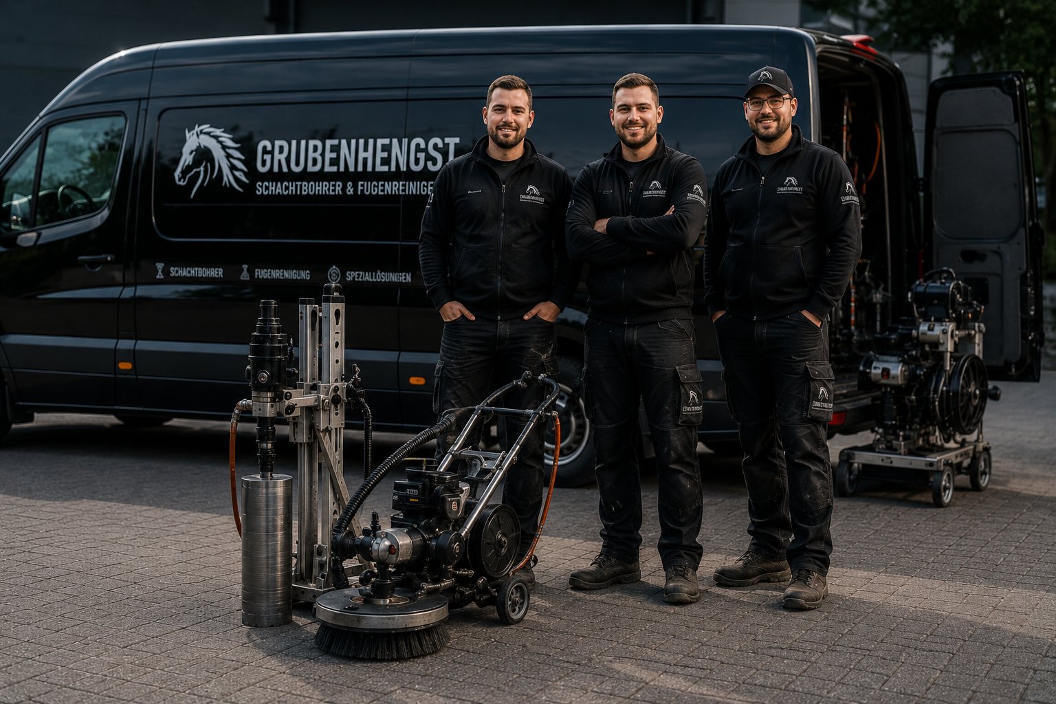 Grubenhengst Team am Einsatzfahrzeug